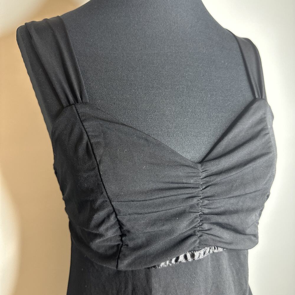 Y2K BCX Black Babydoll Tank Top L Ruched Sweetheart Cami Grunge Goth Witchy EUC - Picture 6 of 10